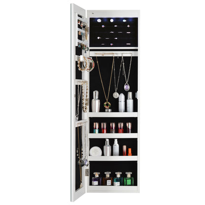 Full Mirror Fashion Simple Jewelry Storage Cabinet With Led Light Can Be Hung On The Door Or Wall