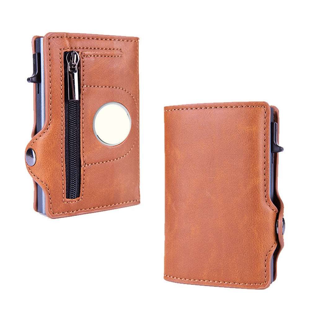 AirTag Wallet Case; RFID Blocking Pop Up Air Tag Leather Wallet With Zipper; Slim Smart Credit Card Holder Wallet With Airtag Holder Case