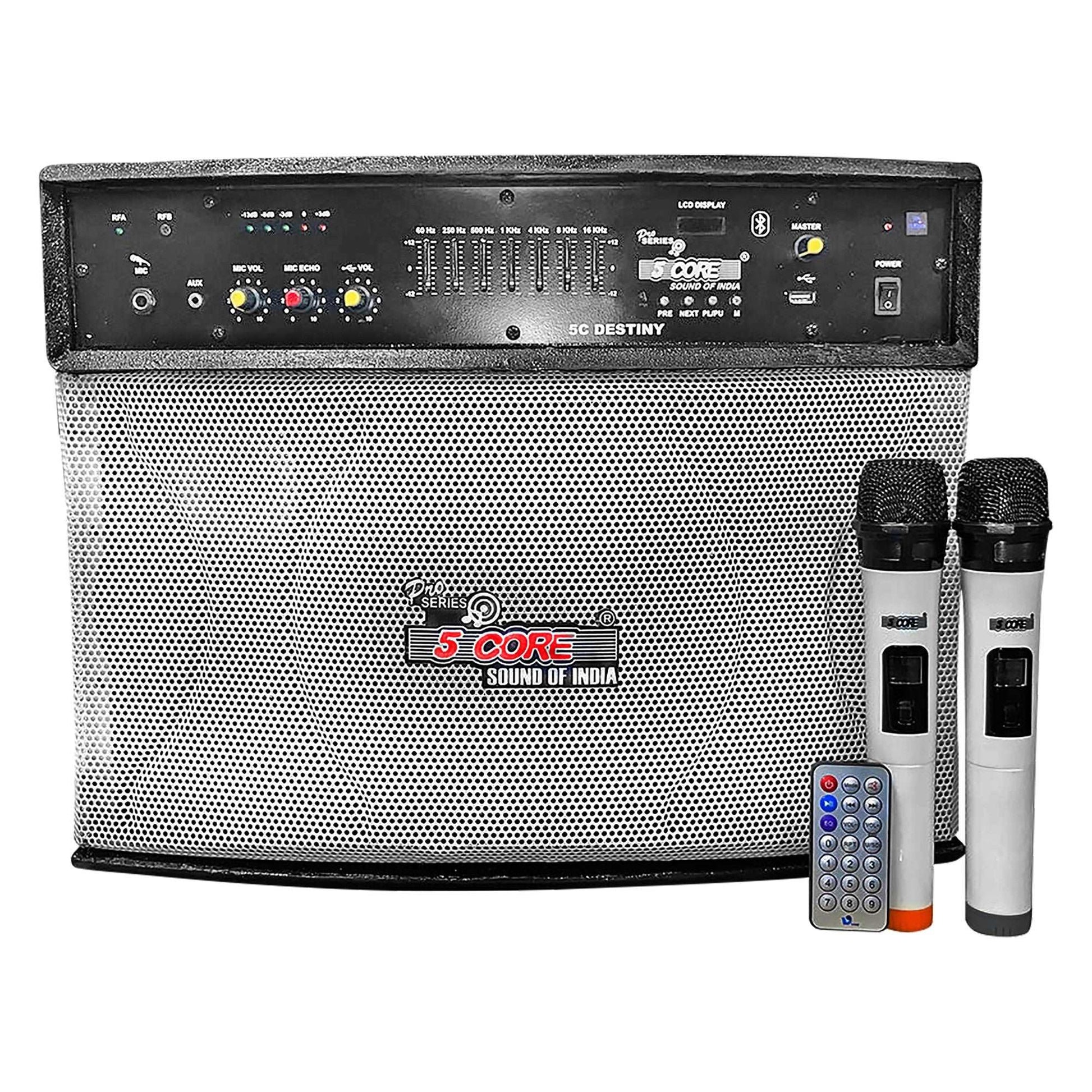 5 Core Subwoofer System with Bluetooth/ 40W Active Speaker, Digital Display, 8 Ohm, with AUX, MIC, USB Input with Remote Control Ideal for Karaoke, Presentation, Meeting- Destiny