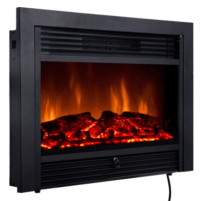 28.5 Inch Electric Fireplace Recessed with 3 Flame Colors - Color: Black - Size: 28.5 inches