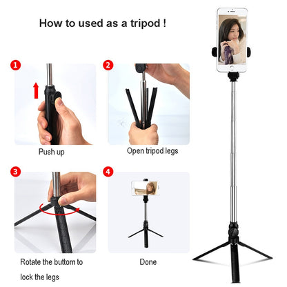 Xt10 Selfie Stick Wireless Bluetooth Selfie Stick Tripod With Remote Control Monopod Selfie Stick Shutter XT10 Selfie Stick-White