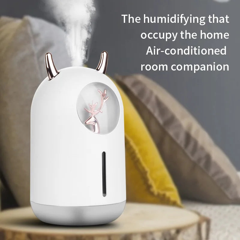 Optimize product title: Compact Mini USB Humidifier - Portable Moisturizing Aromatherapy Air Bear with LED Mist Maker, Perfect for Home and Car Use