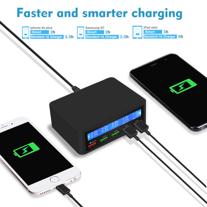 50W Quick Charge 3.0 5 Port USB Charger Adapter Mobile Phone Fast Charger for iPhone Samsung Xiaomi Tablet Charger black_AU