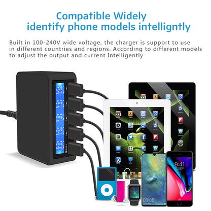 50W Quick Charge 3.0 5 Port USB Charger Adapter Mobile Phone Fast Charger for iPhone Samsung Xiaomi Tablet Charger black_AU