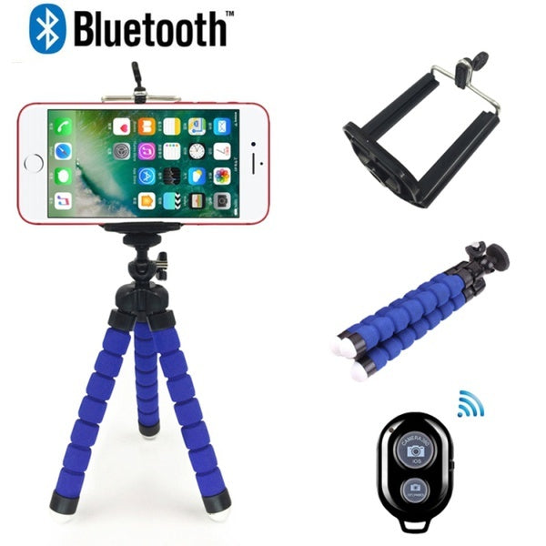 Flexible Portable Adjustable Tripod Mini Universal Octopus Leg Style Bluetooth Selfie Stick  black_Without Bluetooth remote control