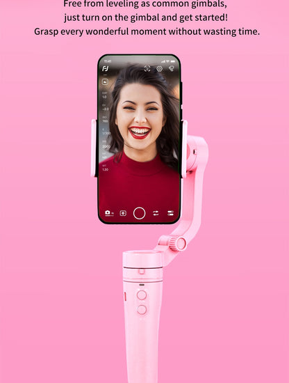 Handheld Vlog Phone Holder MINI 3-Axis Smartphone Gimbal Stabilizer for  Mainstream Mobile Phone Pink