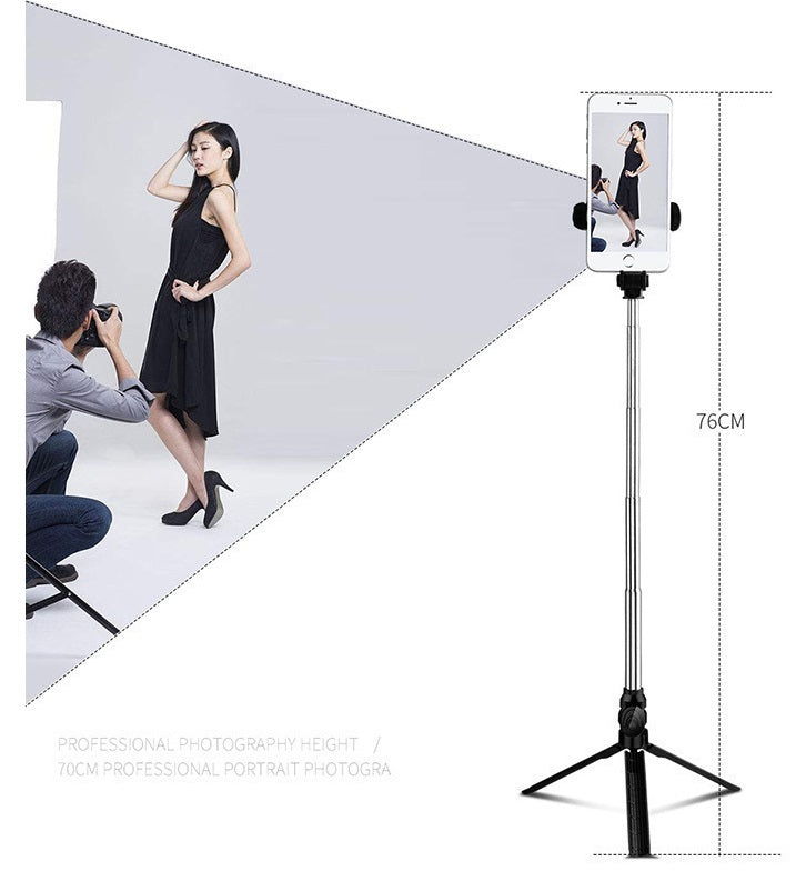 XT09 Tripod Stand Extendable 360 Rotation Self-timer Bluetooth Selfie Stick Monopod Foldable Live XT10 Mobile Phone Bracket XT09 white