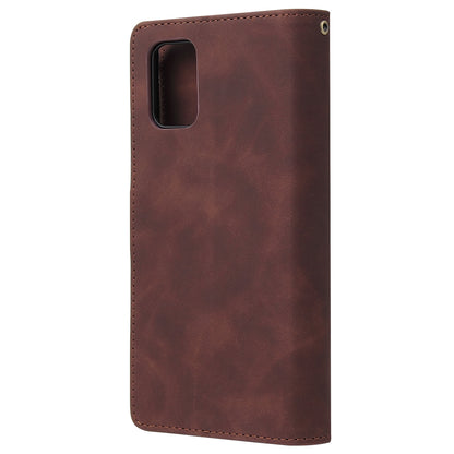 For Samsung A71 Case Smartphone Shell Precise Cutouts Zipper Closure Wallet Design Overall Protection Phone Cover  Coffee