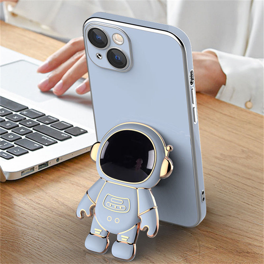 Astronaut Stand Phone Case for iPhone Series Mini Shockproof Silicone Phone Kickstand Cover Black iPhone14 Pro