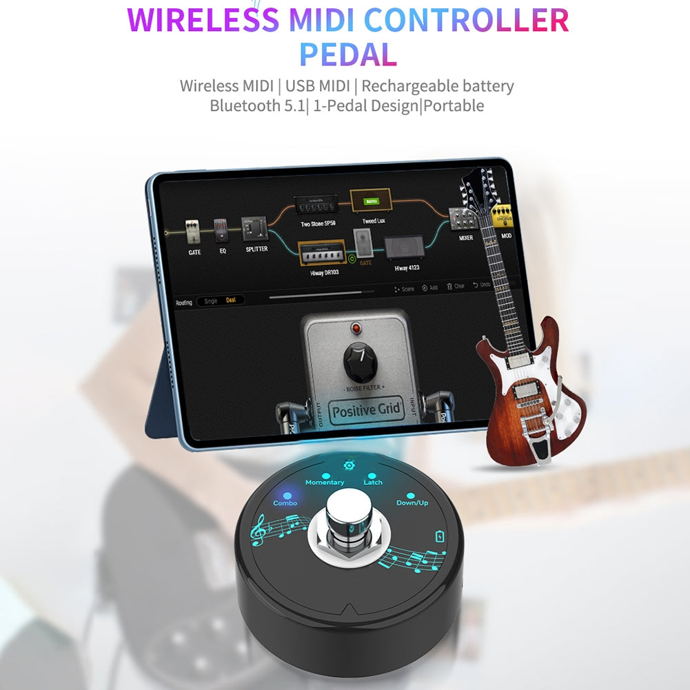 SM-1 MIDI Foot Controller Multi-Effects Synthesizer Mini Wireless Transmission System Suitable For Many Software Effects black