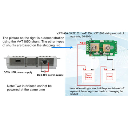 Juntek VAT1050 Wireless Voltage Current Meter 100V 50A Car Battery Monitoring 12V 24V 48V