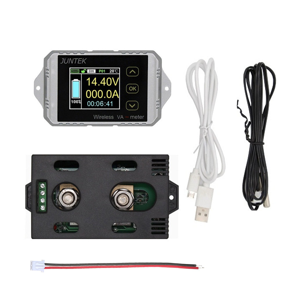 Juntek VAT1050 Wireless Voltage Current Meter 100V 50A Car Battery Monitoring 12V 24V 48V