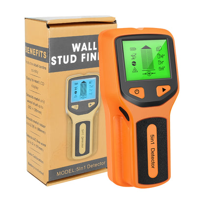 Stud Finder Wall Scanner Hw430 5-in-1 Stud Detector HD LCD Display Quickly Locating Sensor Finders for Wood Metal Orange