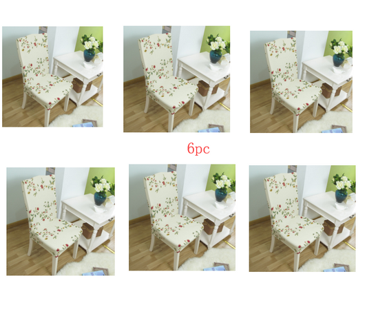 Color: 6pc Spring morning - Home Chair Cover Hotel Chair Package Chair Cover Siamese Elastic Chair Cover Office Computer Seat Cover