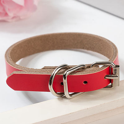 Color: Red, Size: XL - Leather dog collar dog chain