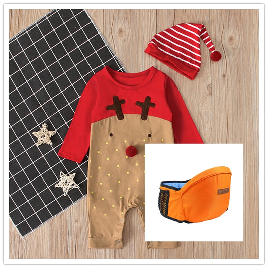 Color: Red orange, Size: 70cm - Christmas deer romper