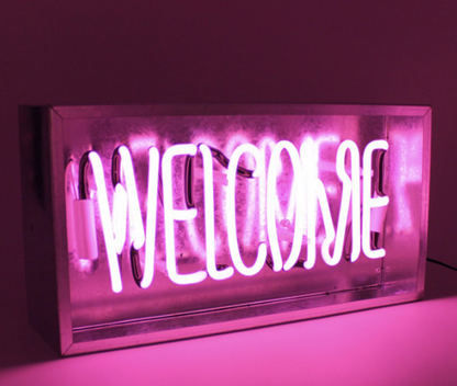 Style: Welcome iron box - Retro neon decorative lamp glass tube iron box lamp