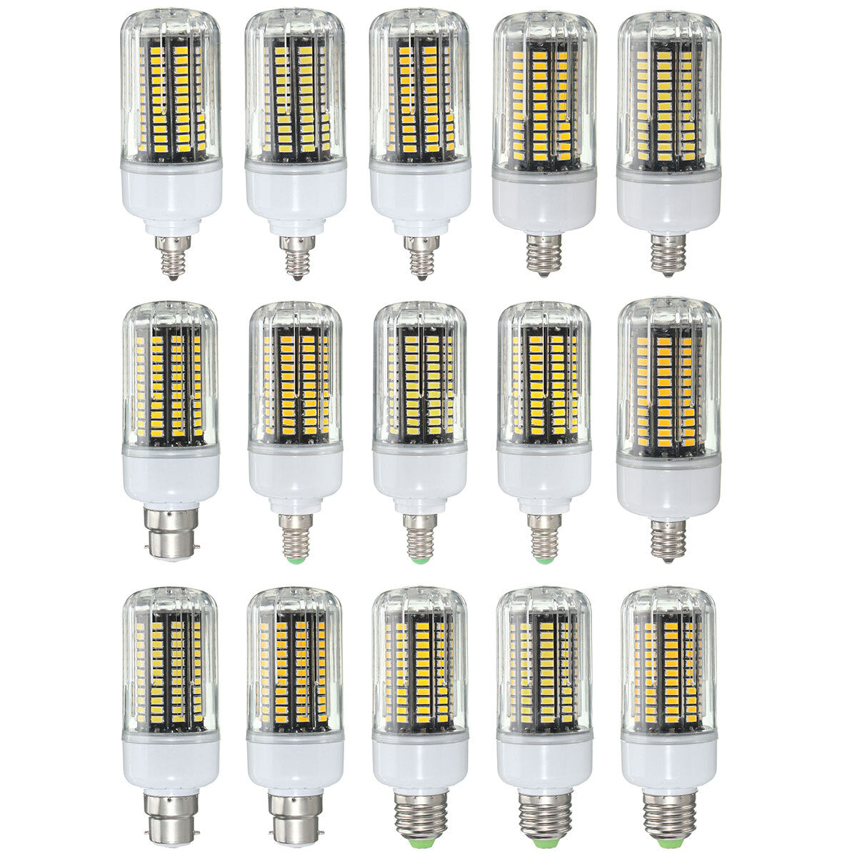 E27 E14 E12E E17 B22 15W 130 SMD 5736 LED प्योर व्हाइट वार्म व्हाइट कवर कॉर्न बल्ब AC85-265V