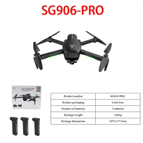 Quantity: Q3 batteries - SG906PRO folding dual GPS drone 4K HD image transmission two-axis mechanical self-stabilizing gimbal professional aerial photography