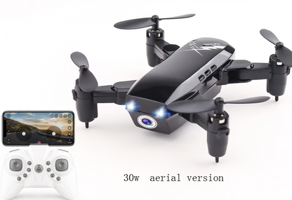 Color: Black, Style: 30w aerial version - D9 mini folding four-axis aircraft fixed height drone WIFI real-time aerial remote control aircraft s9