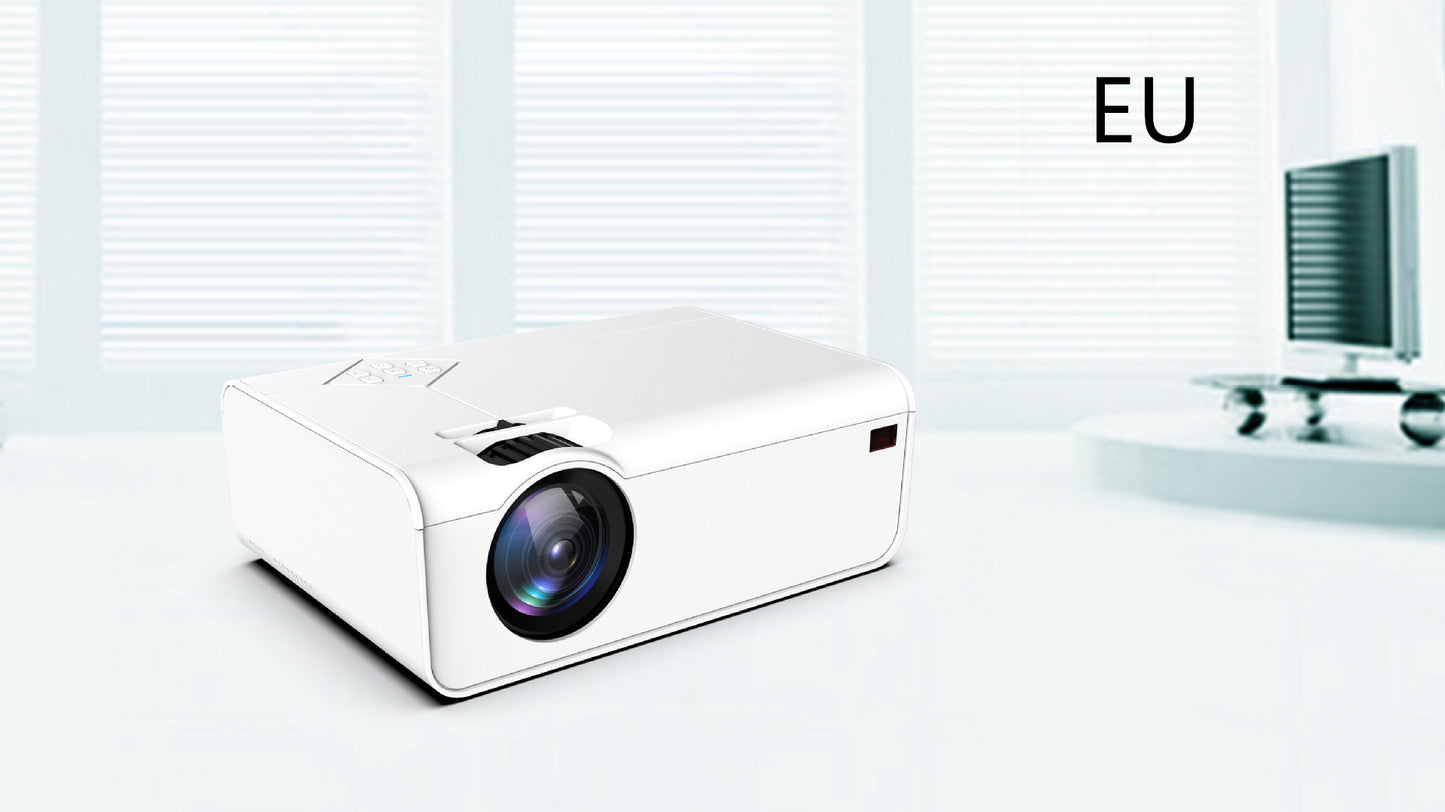 Color: White, Style: Same screen-EU, Model:  - Home Office Android Smart HD Micro Joy Projector