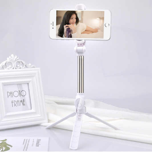 Color: White - Compatible with Apple, Tripod selfie stand