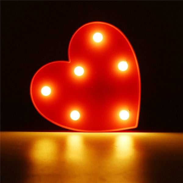 Cute 11 LED Marquee Heart Night Light Battery Lamp Baby Kids Bedroom Home Decor