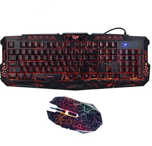 style: Keyboard + mouse - J10 tricolor backlight wired gaming keyboard set colorful luminous gaming mouse keyboard Russian keyboard