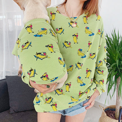 Color: Green, Size: 4XL - Pet dog parent-child outfit