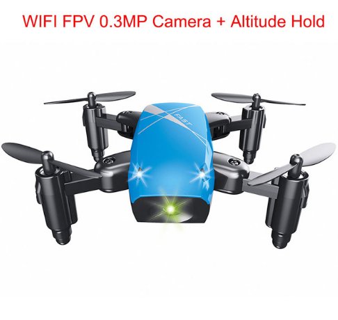 Color: Blue, style: Camera - Micro Foldable RC Drone 3D Bearing Steering Wheel Remote Control Quadcopter Toys With Camera WiFi APP Control Helicopter Dron Kids Gift