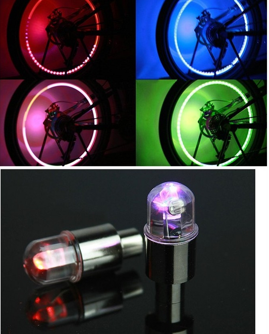 Color: Multi color, Quantity: 2pcs - Bicycle electric car hot wheels colorful nozzle lights car motorcycle nozzle lamp