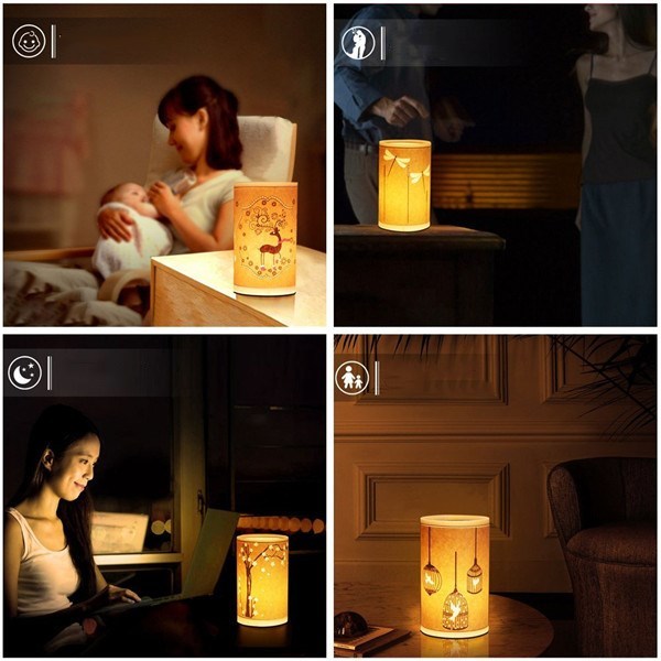 E27 Hand Carved Warm Desk Light  Parchment LED Table Lamp for Home Decor