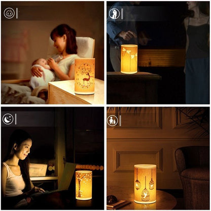 E27 Hand Carved Warm Desk Light  Parchment LED Table Lamp for Home Decor