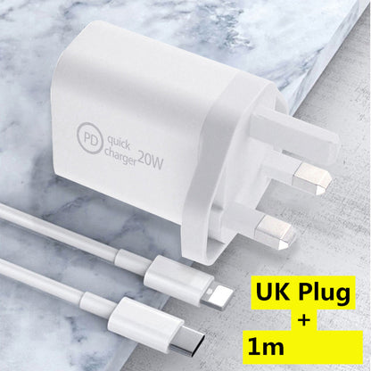 Style: UK Plug C 1M - PD20W Mobile Phone Charger 20WPD Fast Charging Head