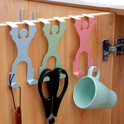 Honana HH-02 Creative Doll Door Back Hook Hangers Iron Seamless Hook Door Multifunction Peg Racks