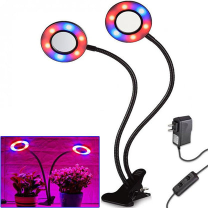 24W Daul Head LED Plant Grow Light Flexible Desk Clip Lamp for Vegetables Fruits Flowers Hydroponics