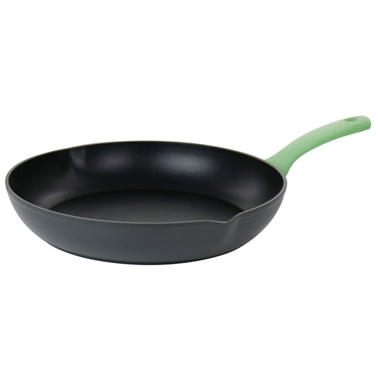 Oster Rigby 12 Inch Aluminum Nonstick Frying Pan in Green with Pouring Spouts