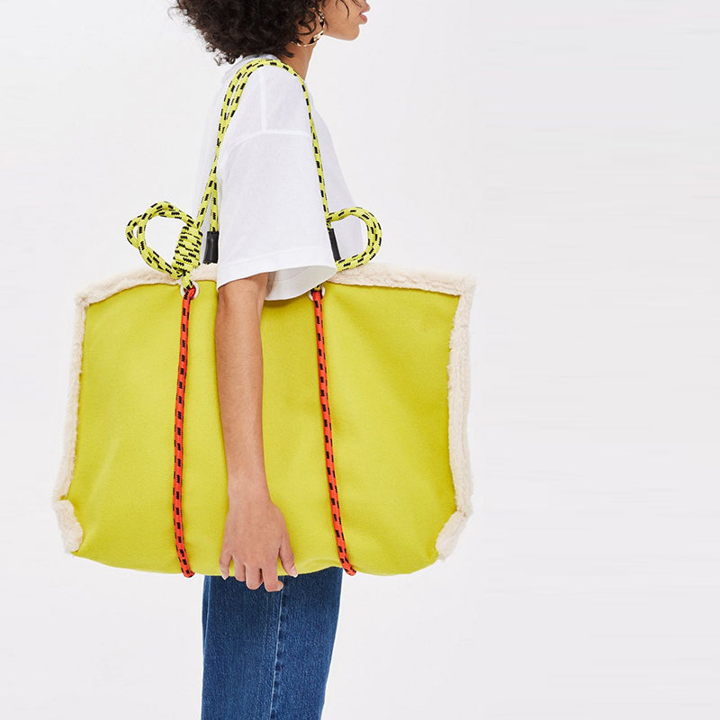 Color: Yellow, Size: S - Lamb Hair Plaid Shoulder Bag