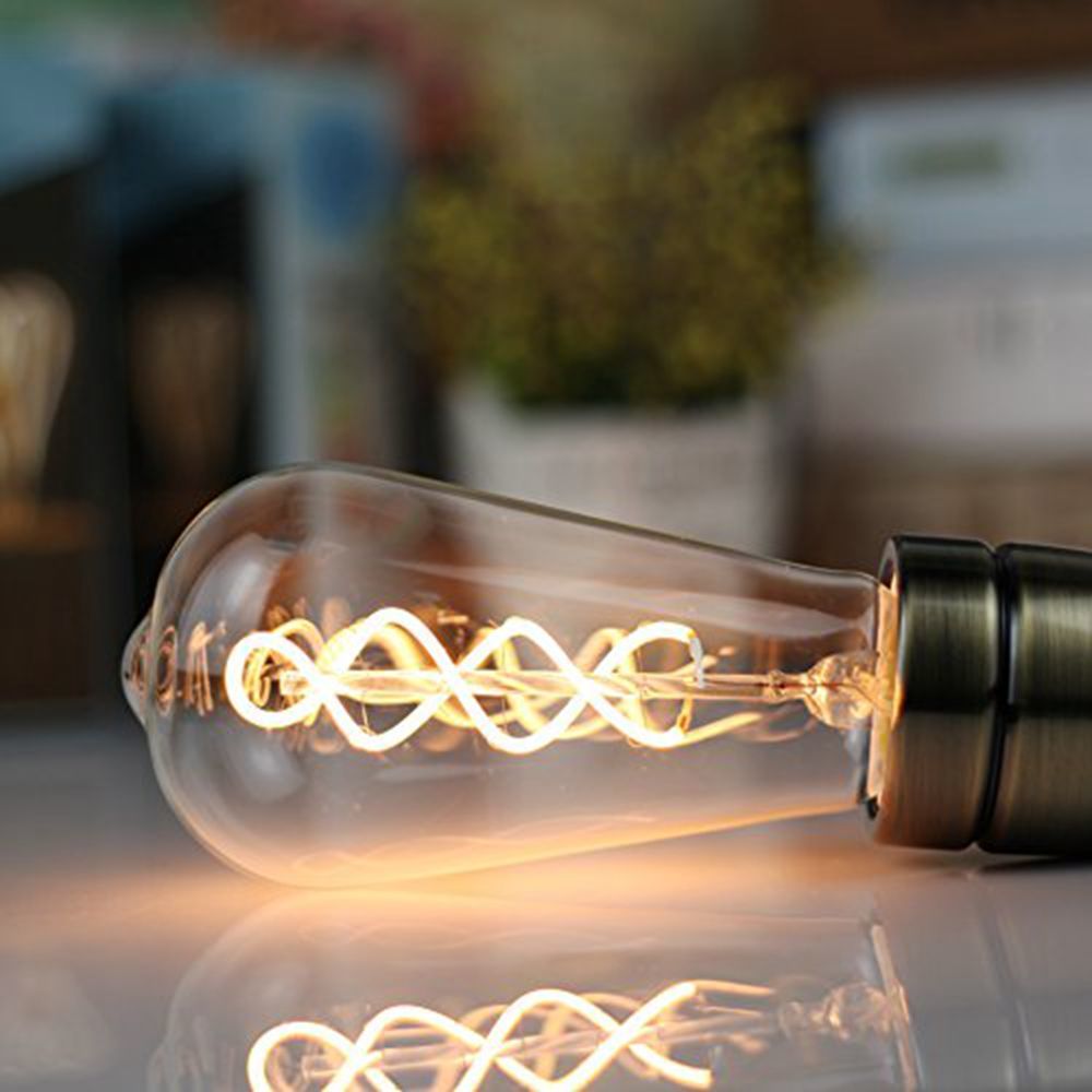 E27 4W ST64 Edison Dimmable Clear Gold Warm White Retro Edison LED Light Bulb AC110-130V AC220-240V