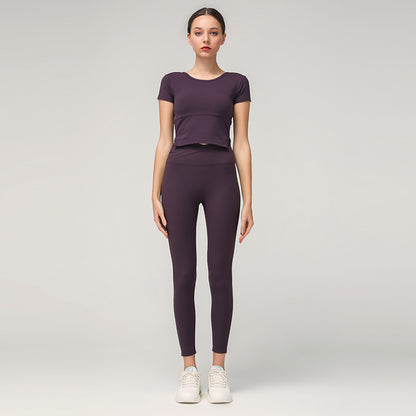 Color: Purple set, Size: XL - New slim high waisted Capris