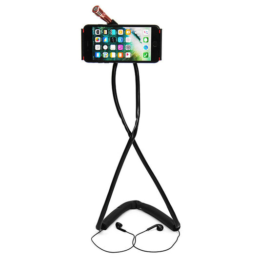 Bakeey?? Earphone + Microphone Neck Hanging Phone Stand Lazy Holder for iPhone Xiaomi Mobile Phone