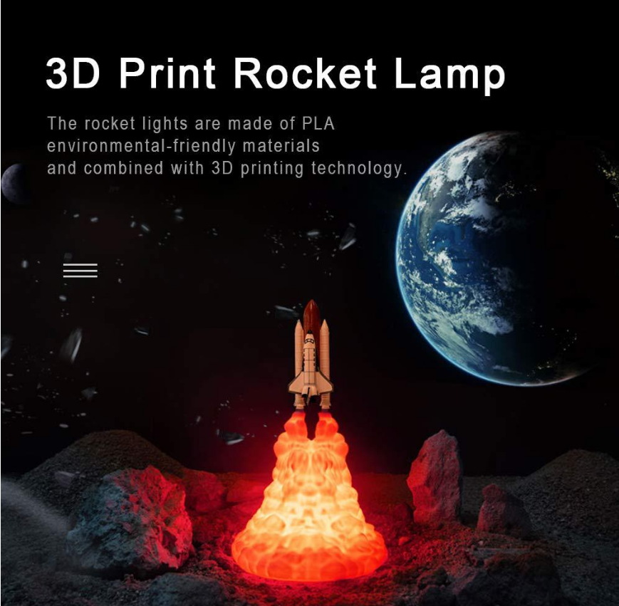 style: B - 3D Print Rocket Space Shuttle Lamp Night Lamp