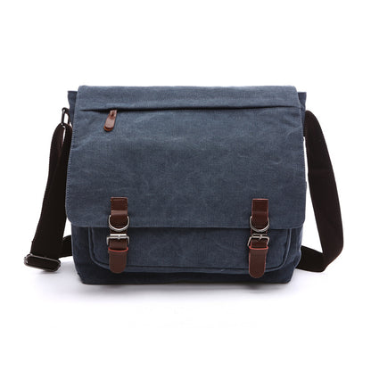 Color: Navy blue, Size: L - Versatile canvas bag practical business computer bag