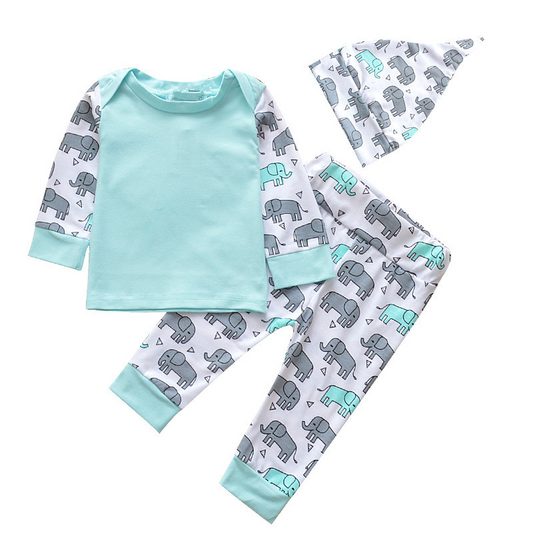 Infant cute animal elephant three-piece hood