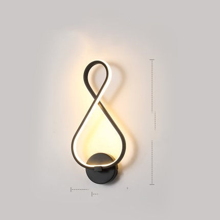 Color: 8 black, Style: Warm light - led wall lamp nordic minimalist bedroom bedside lamp