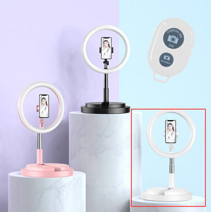 Color: White with remote control - Selfie Ring Light LED Portable For Youtube Vlog Live Photo