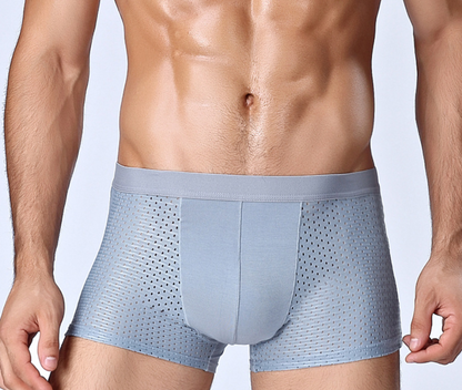 Breathable ice silk honeycomb nets boxer - Color: Blue, Size: L