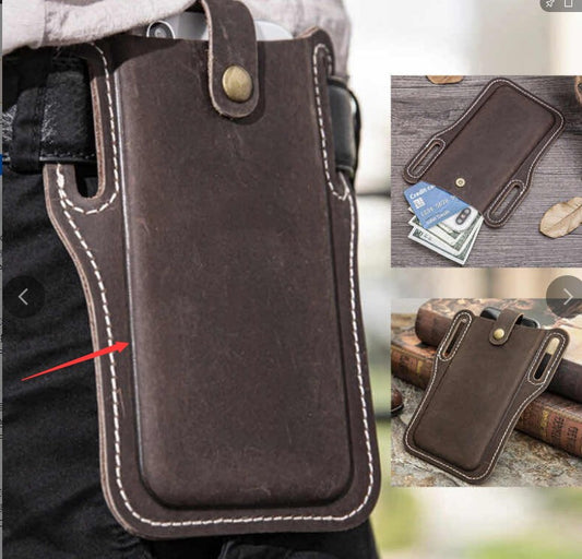 Color: Black Synthetic custom - Cellphone Loop Holster Case Belt Waist Bag Props PU Leather Purse Phone Wallet