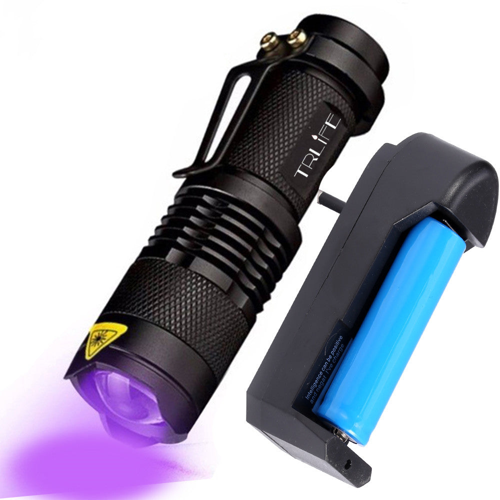 Color: Black, style: Charger 365nm - 395nm 365nm flashlight detection light