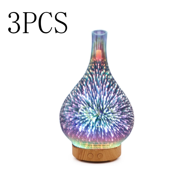 Product specification: A US 3pcs - 3D Glass Aroma Diffuser Colorful Lamp Humidifier Night Light